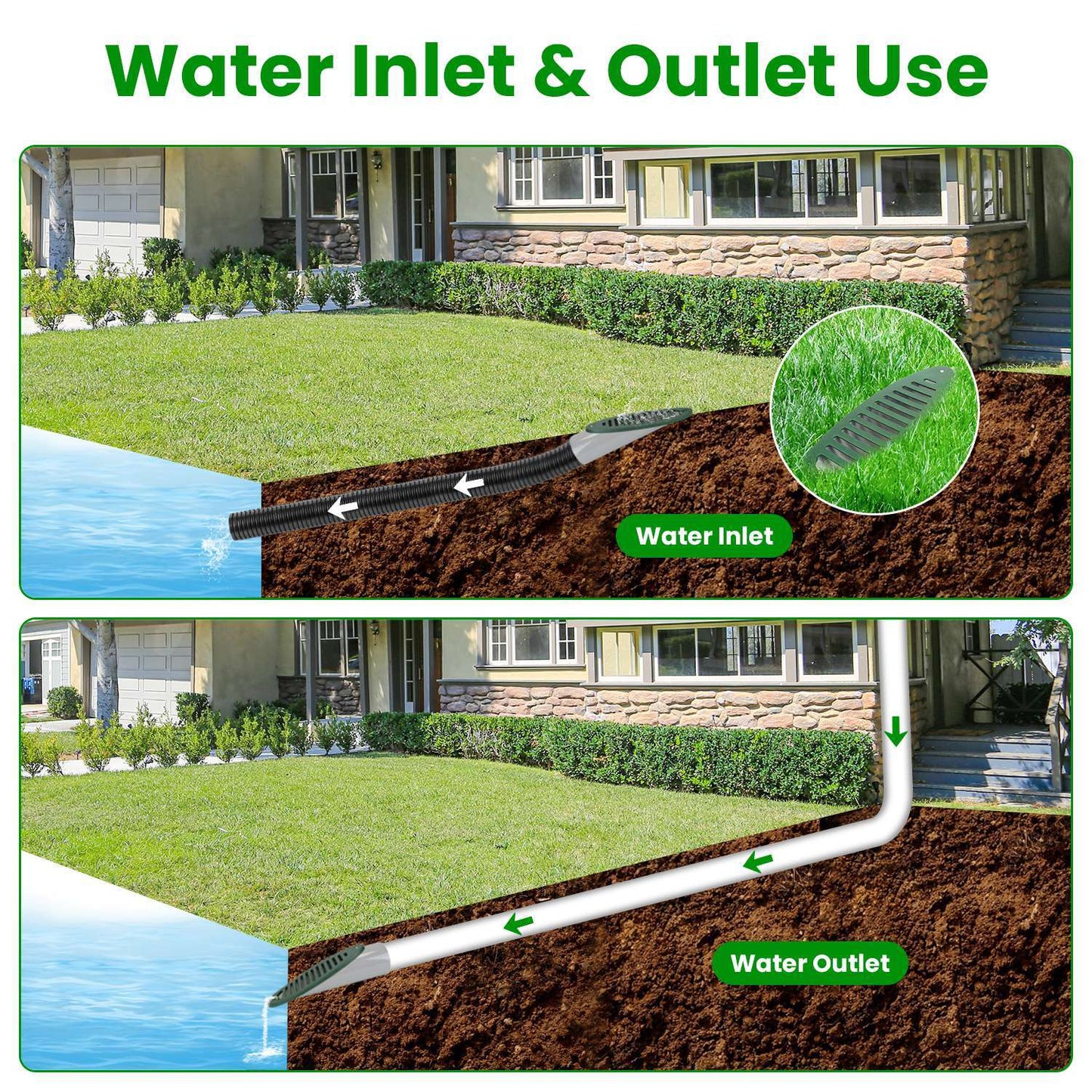 4Inch Green Angled Yard Drainage Pipe With Sloped Grate Yard Drain