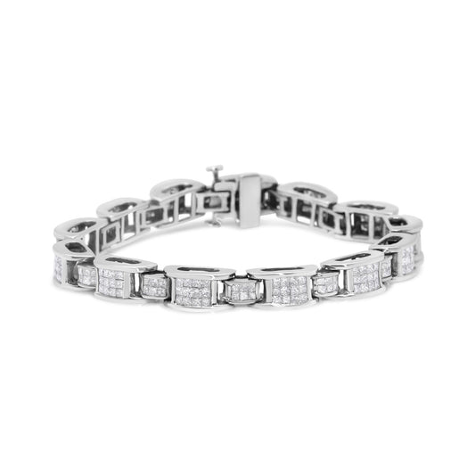 14K White Gold 5.0 Cttw Princess Cut Diamond Invisible Set Alternating