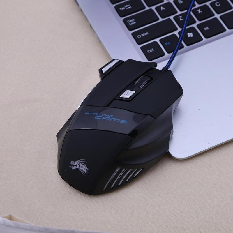 Wired Gaming Mouse 5500DPI 7-Color LED Backlight Optical Mouse Gamer