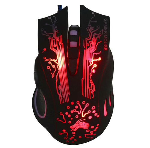 Wired Gaming Mouse 5500DPI 7-Color LED Backlight Optical Mouse Gamer