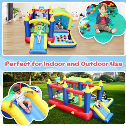 7 In 1 Inflatable Bounce House, Bouncy House With Ball Pit For Kids