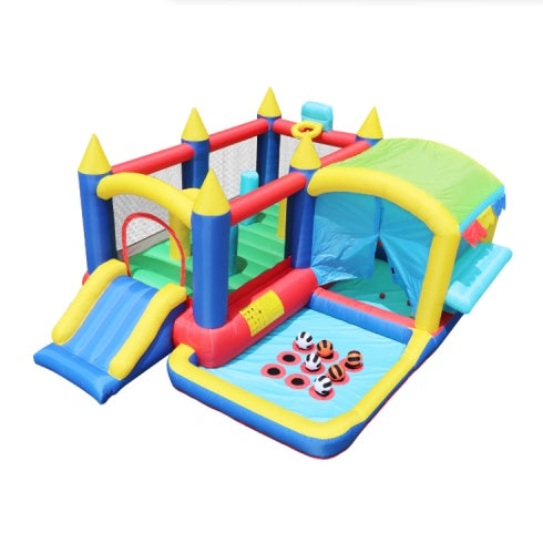 7 In 1 Inflatable Bounce House, Bouncy House With Ball Pit For Kids