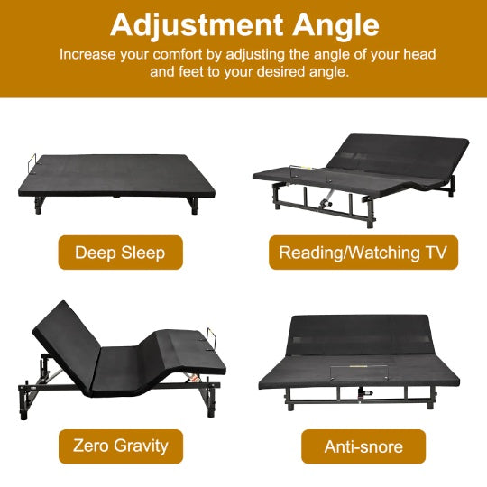 Adjustable Bed Base Frame Head And Foot Incline Quiet Motor King Size