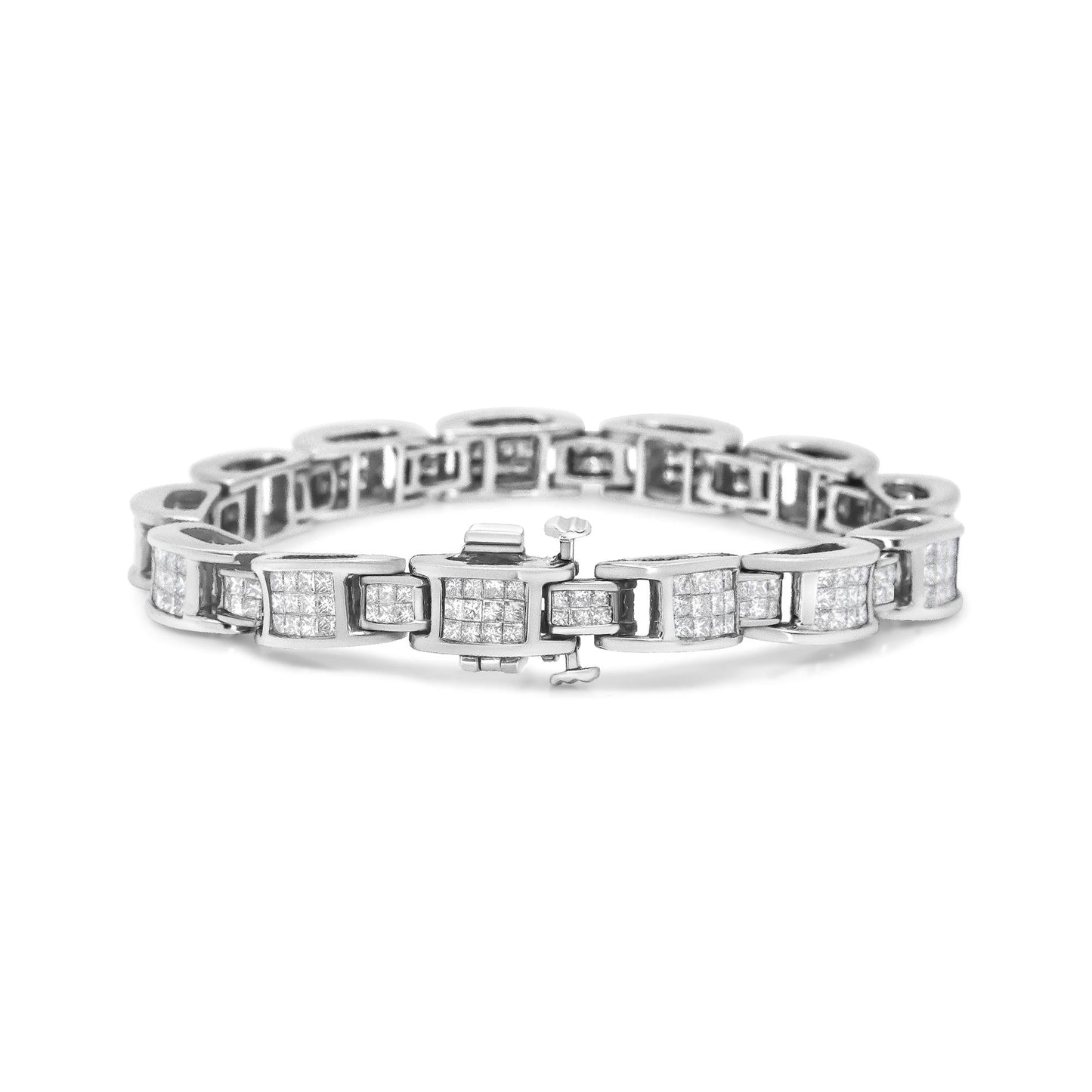 14K White Gold 5.0 Cttw Princess Cut Diamond Invisible Set Alternating