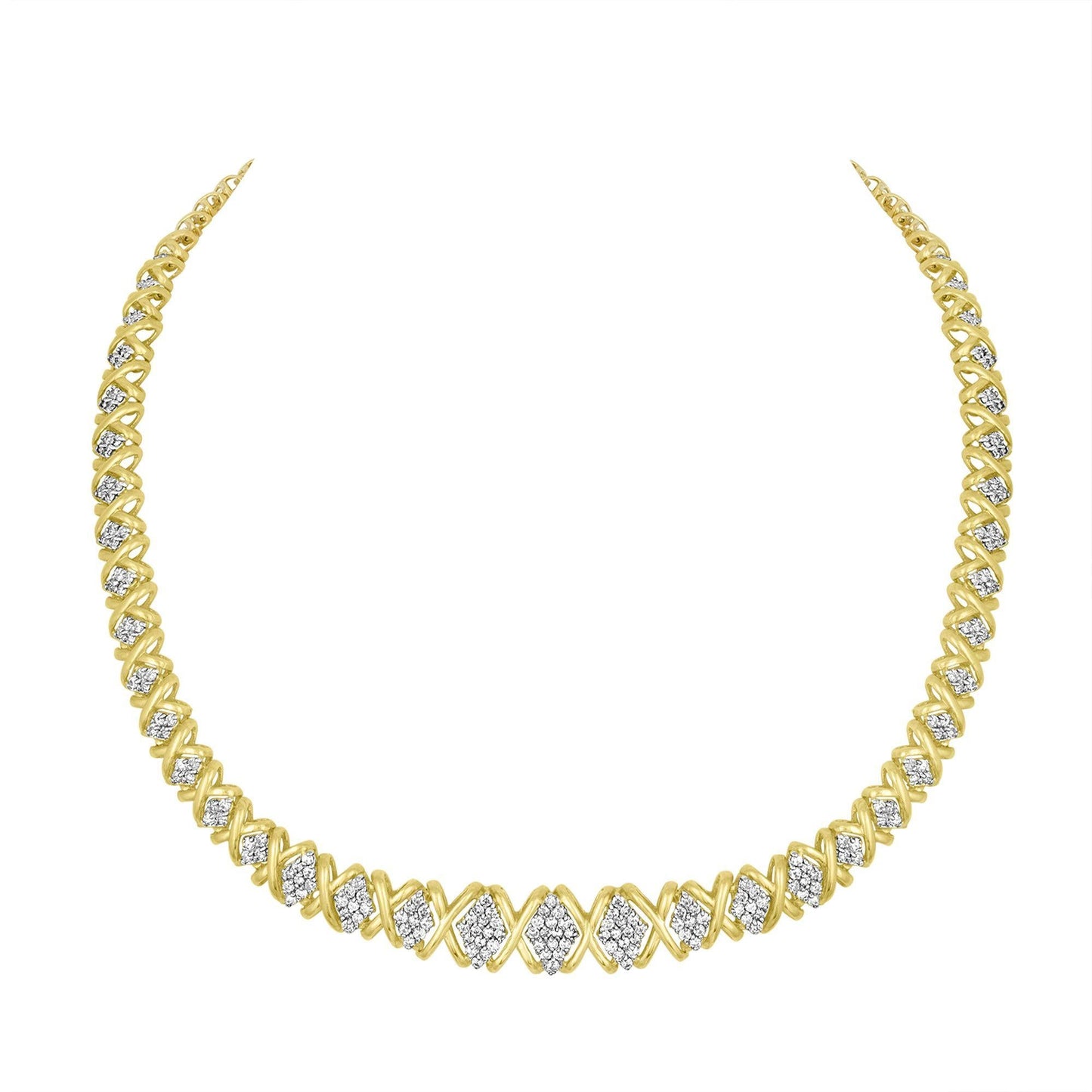 10K Yellow Gold 4 cttw Brilliant Round-Cut Diamond Graduating Riviera