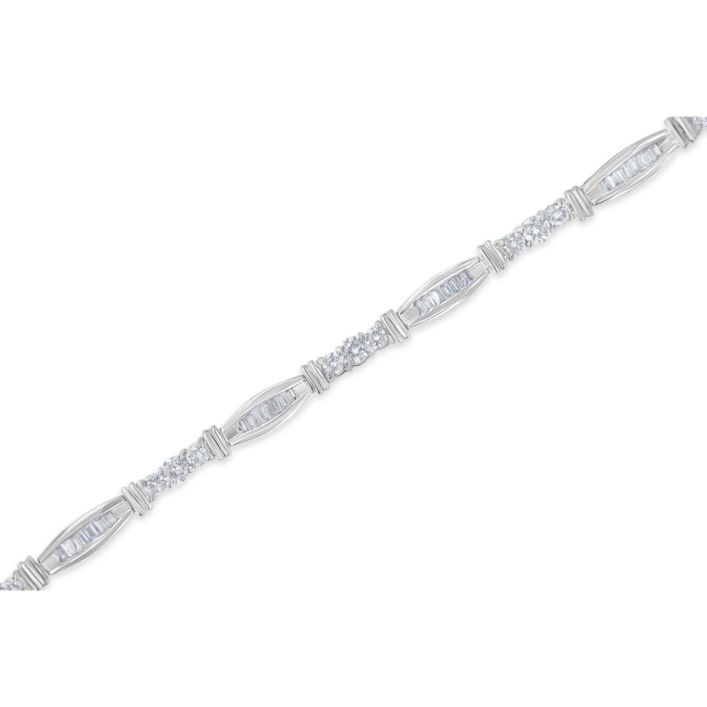 10K White Gold Geometric Pattern Diamond Tennis Bracelet (3 cttw, H-I