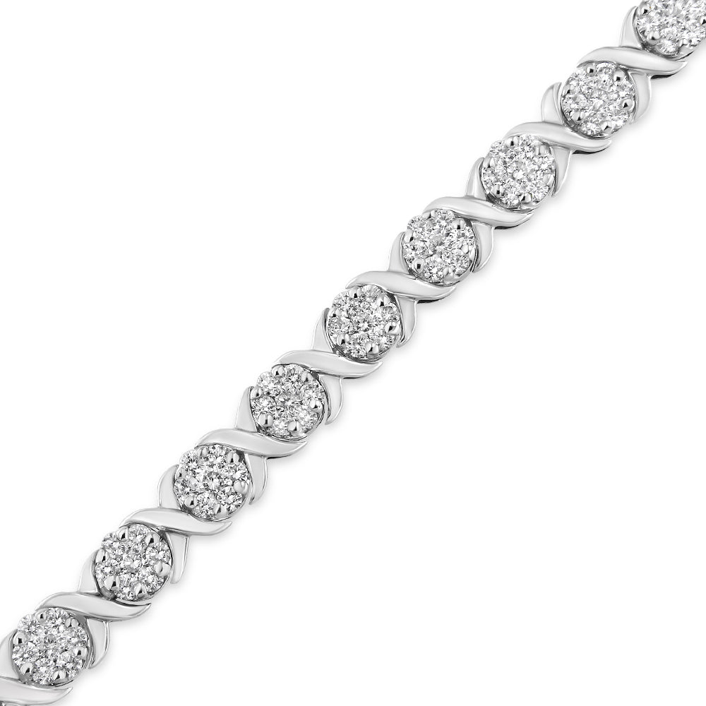 14K White Gold 6-1/3 Cttw Round Brilliant-Cut Diamond Round Cluster &