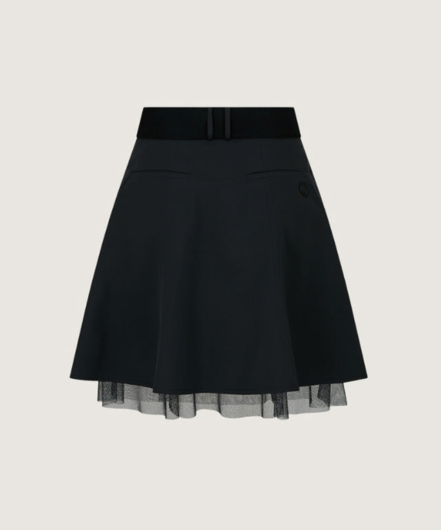 Anell Golf Sharp Flared Skirt - Black