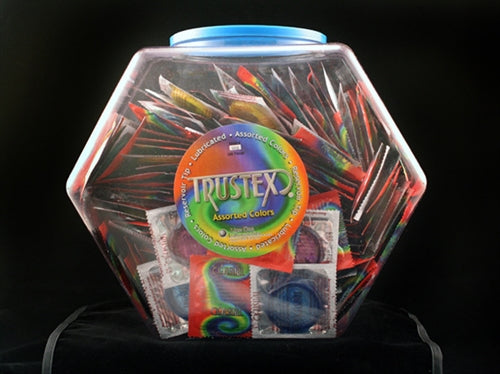 Trustex Assorted Colors Lubricated Condoms - 288 Piece Fishbowl