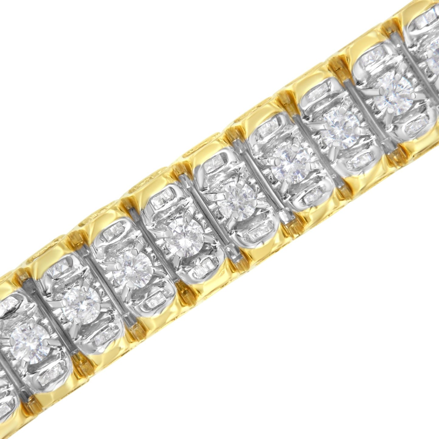 14K Yellow and White Gold 5.0 Cttw Round & Baguette Cut Diamond 7"