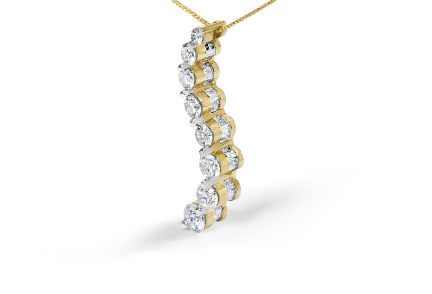 14k Yellow Gold 3.0 cttw Baguette and Brilliant Round-Cut Diamond Jour