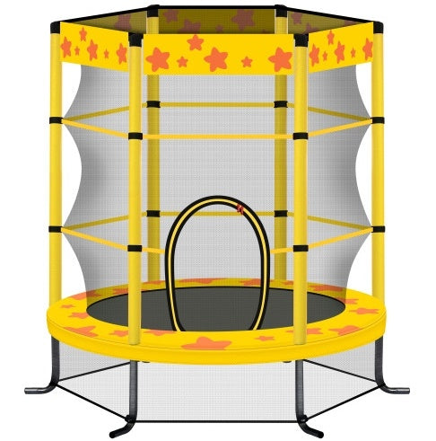 55 Inch Kids Trampoline With Safety Enclosure Net, 4.5FT Outdoor