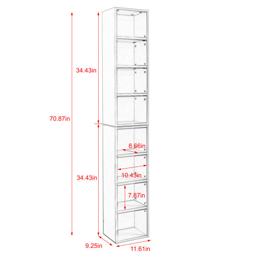 8 Tier Media Tower, CD DVD Slim Locker With Adjustable Shelves, High &