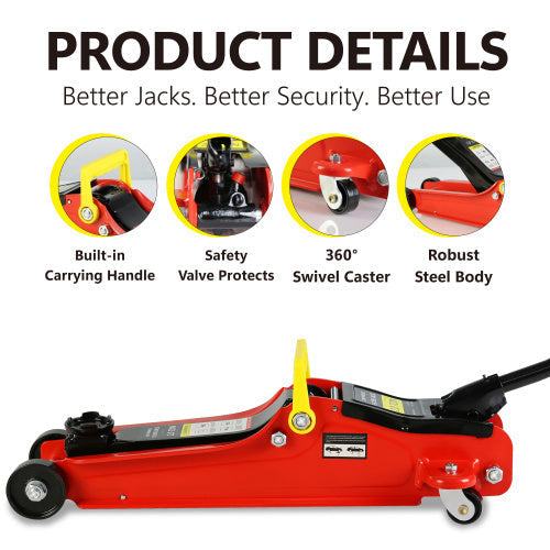 2 Ton Low Profile Floor Jack With Floor Jack Lift Range Of 3.3