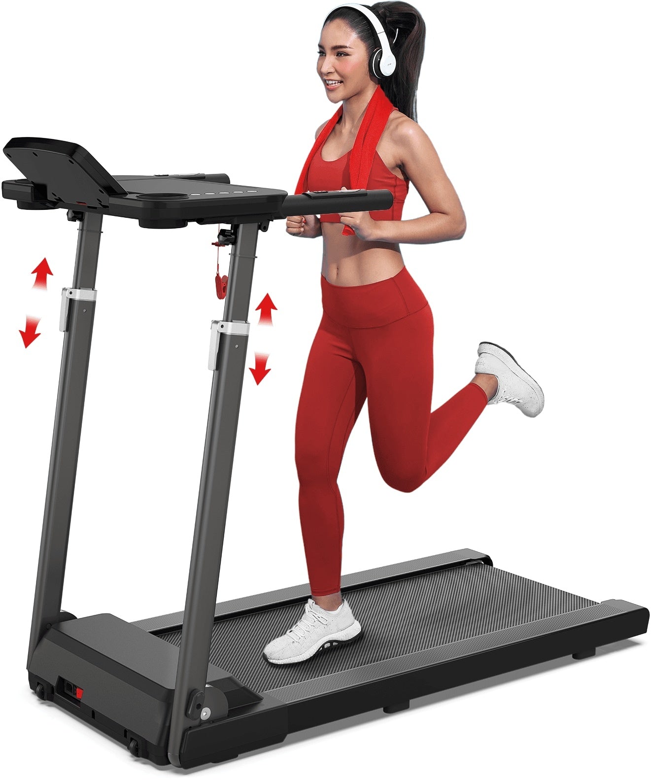 Treadmill With Tabletop Workstation And Adjustable Height