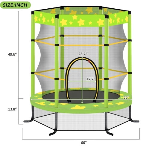 55 Inch Kids Trampoline With Safety Enclosure Net, 4.5FT Outdoor