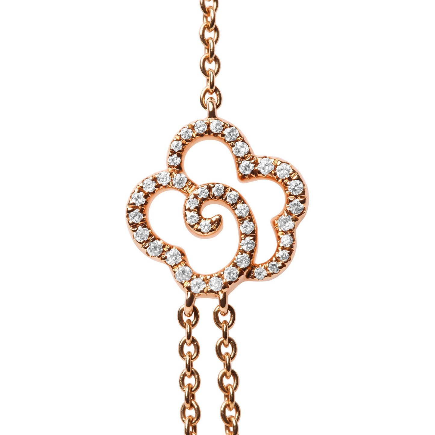 18K Rose Gold 1/2 Cttw Diamond and Freshwater Pearl Double Strand Stat