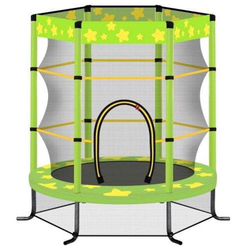 55 Inch Kids Trampoline With Safety Enclosure Net, 4.5FT Outdoor