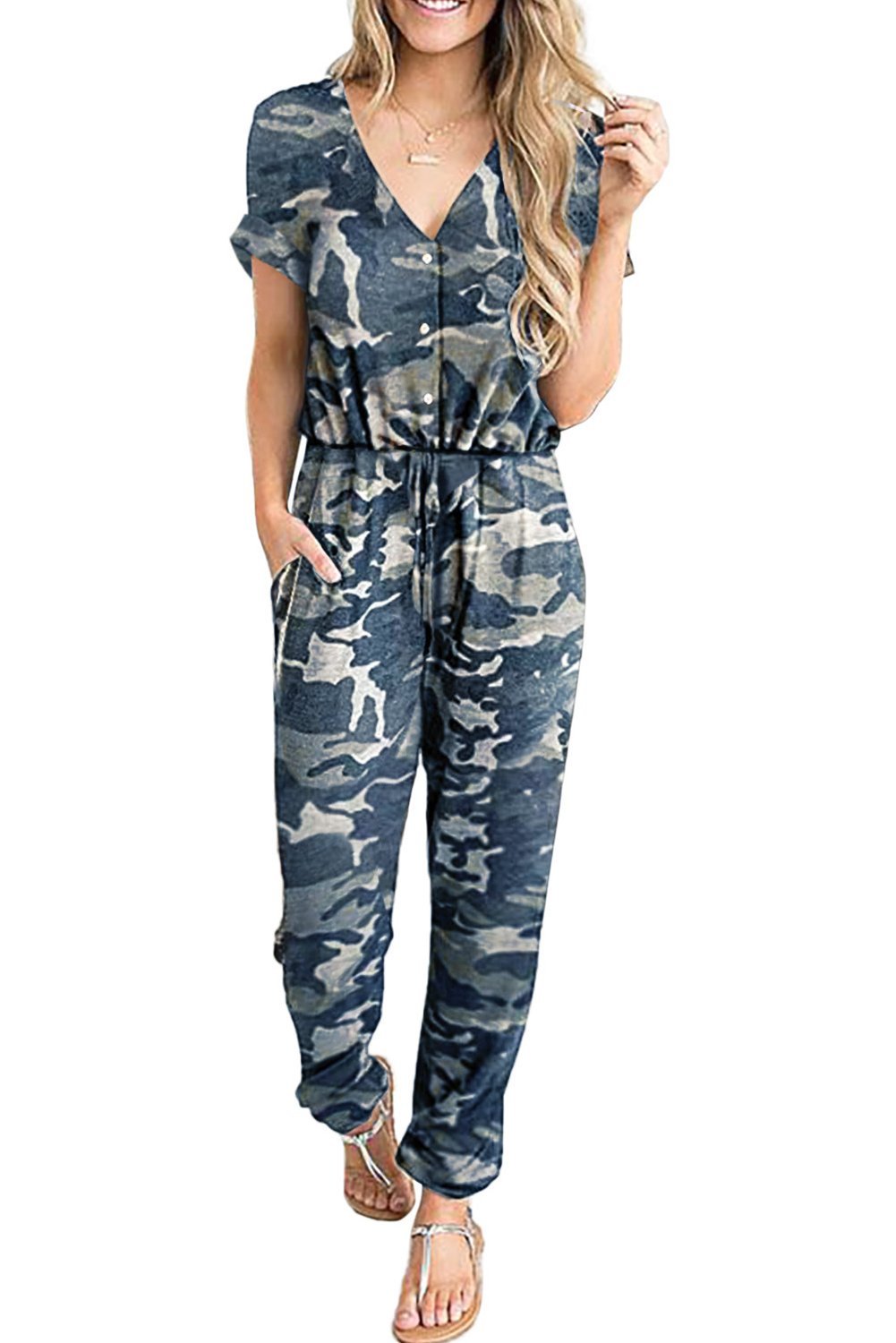 Casual Chic Camo Print Jumpsuit