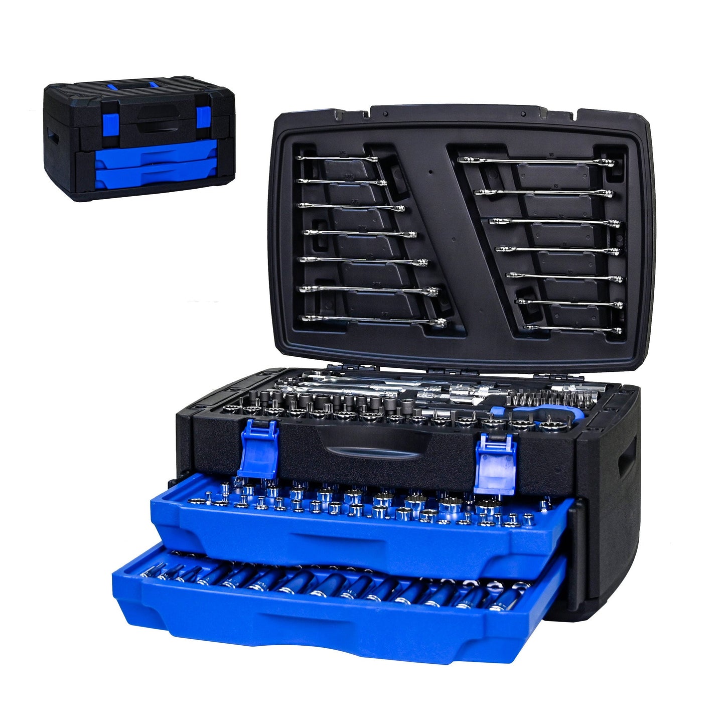 Black Hand Tool Box With Toolset 266Pcs