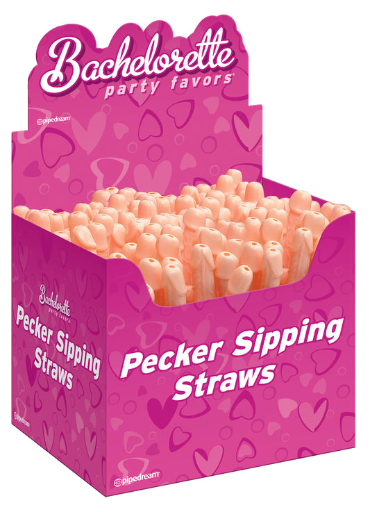 Bachelorette Party Favors Pecker Sipping Straws - 144 Piece Display -