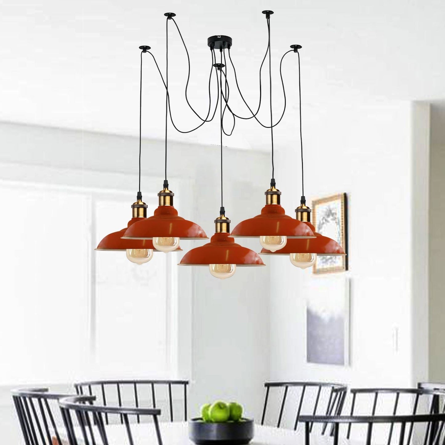 5 Way Spider Ceiling Pendant Lamp Metal Curvy Shade~3399