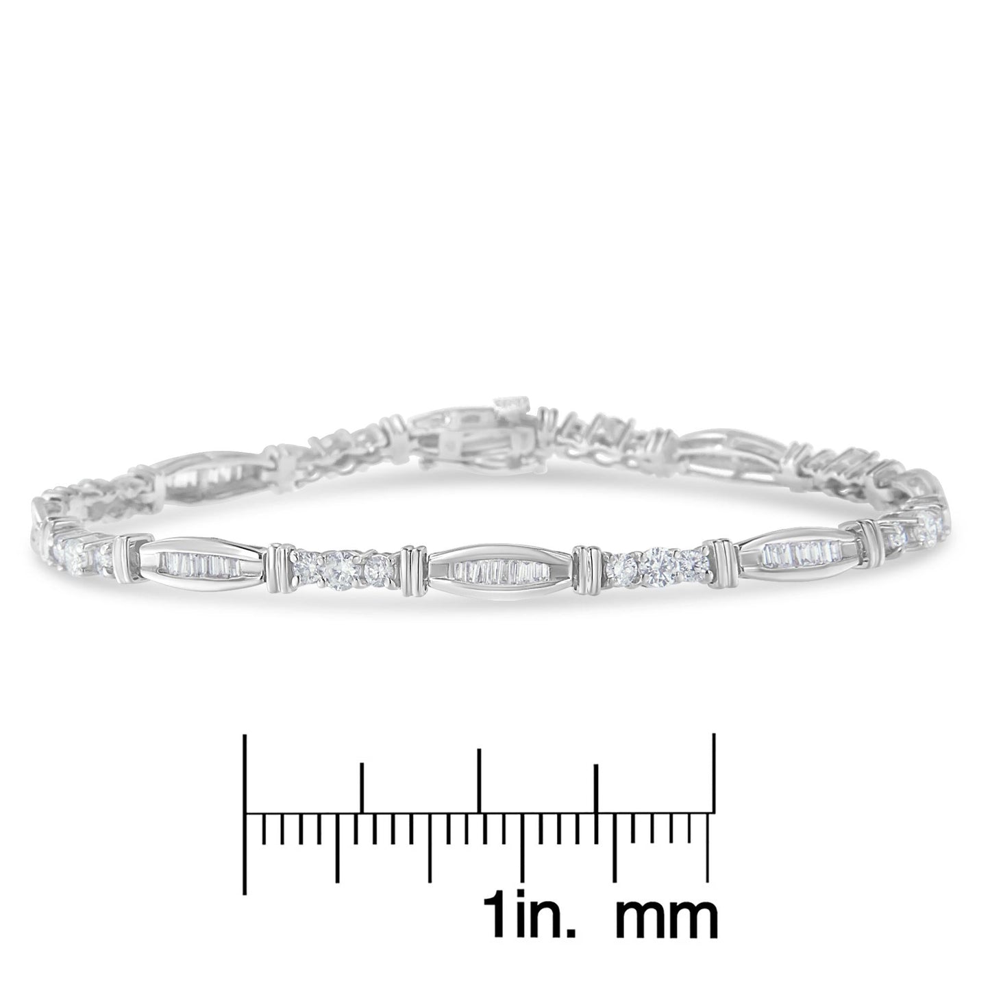 10K White Gold Geometric Pattern Diamond Tennis Bracelet (3 cttw, H-I