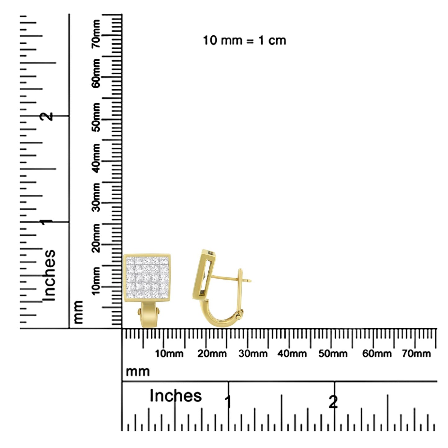 14K Yellow Gold 3-1/5 Cttw Princess Cut Diamond ¾ Square Invisible Set