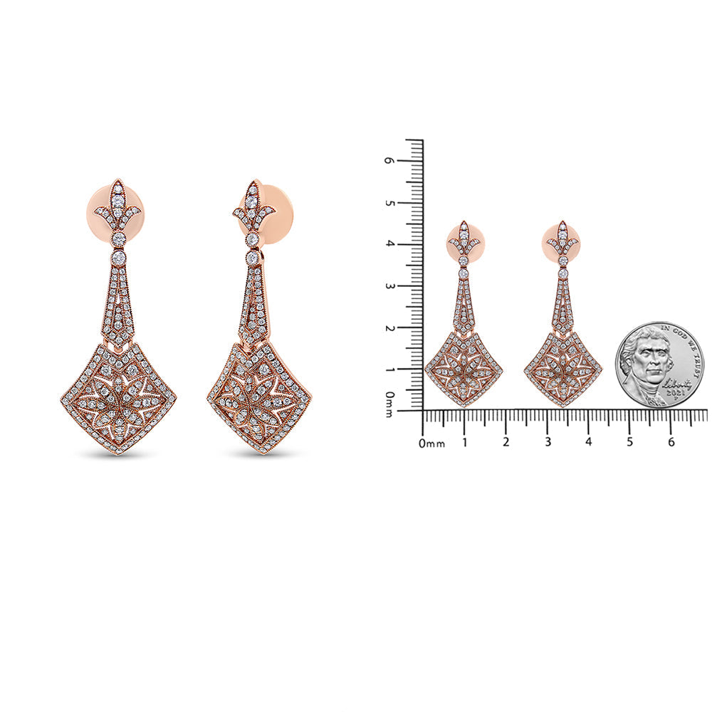 18K Rose Gold 1 1/3 Cttw Diamond Studded Fleur De Lis Trellis Style