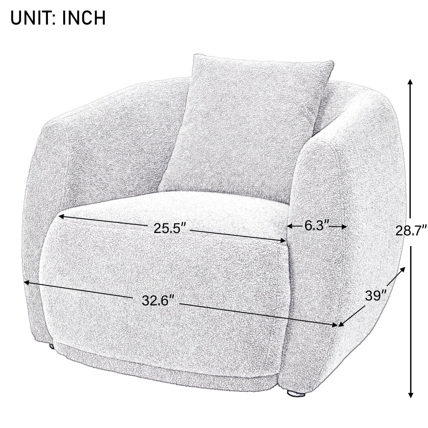 U_Style Upholstered Sofa Set,Modern Arm Chair for Living Room and