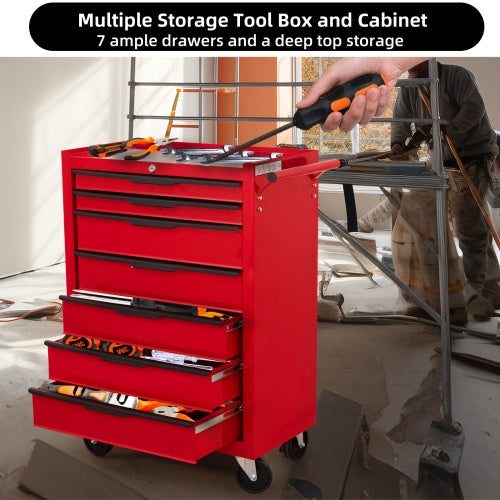 7-Drawer Rolling Tool Chest Cabinet, Large Capacity Metal Tool Box