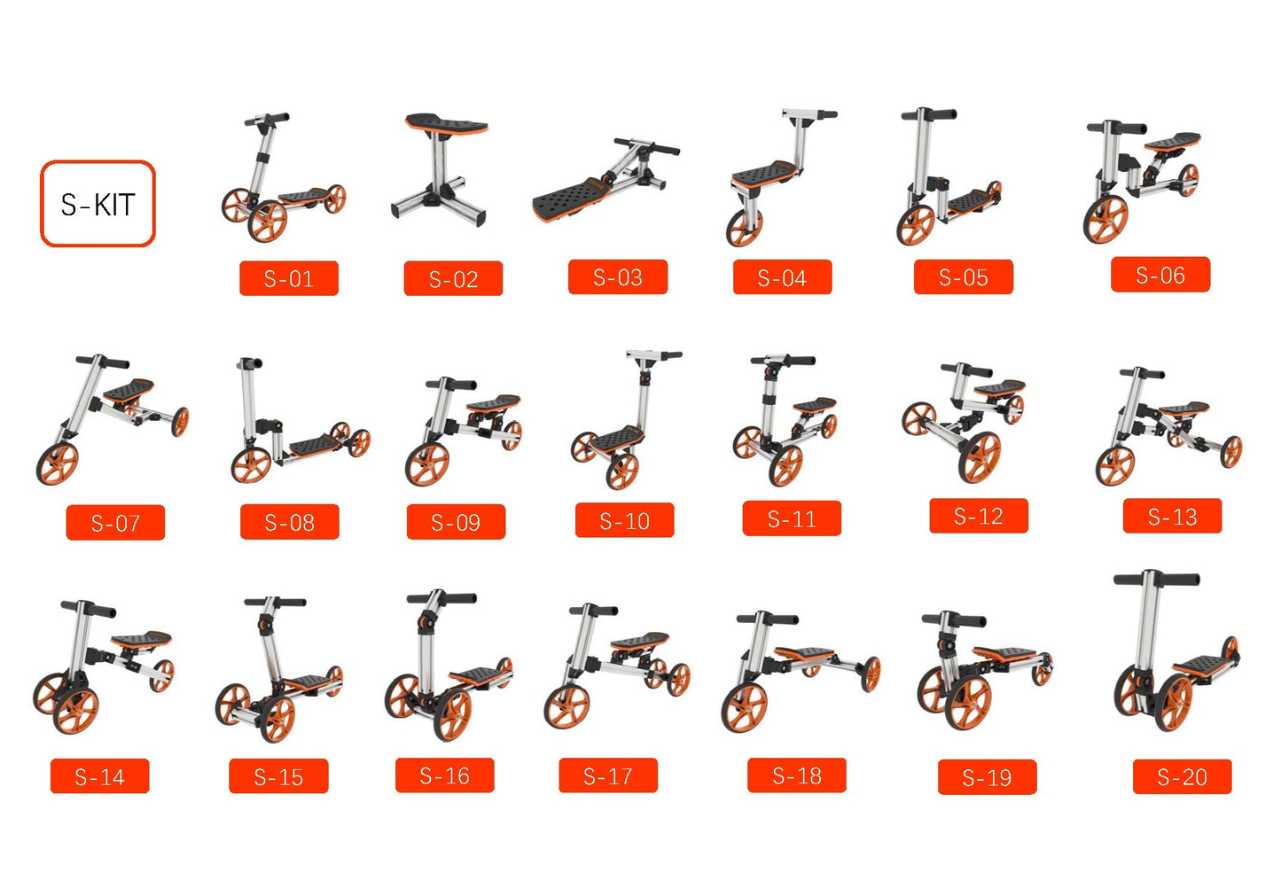 Buildable Kit 20-in-1 Balance Bike No Pedal Toy For Kids Engineered