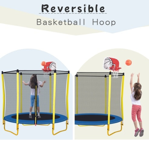 5.5FT Trampoline For Kids -65 Outdoor & Indoor Mini Toddler Trampoline