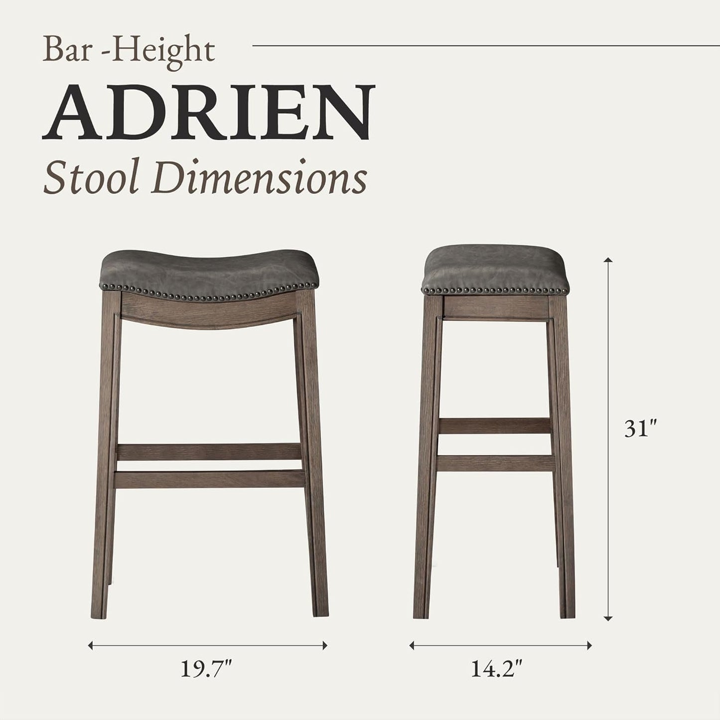 Adrien 31 Inch Bar Height Backless Saddle Barstool in Reclaimed Oak