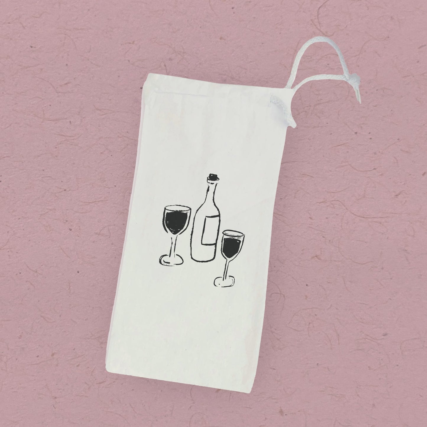 Wine and Glasses - Canvas Wine Bag