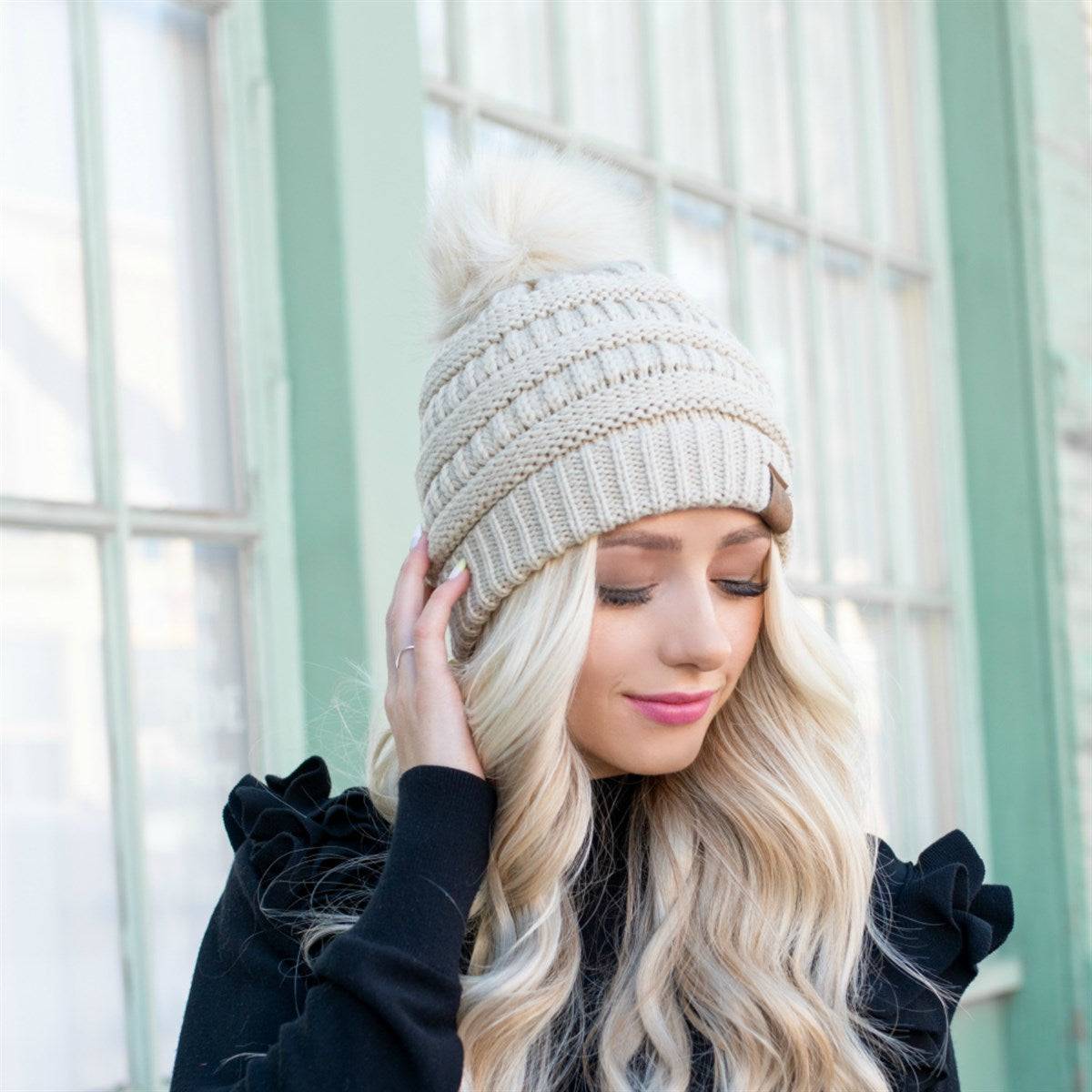 CC Trending Pom School Spirit Colors Beanies Hats