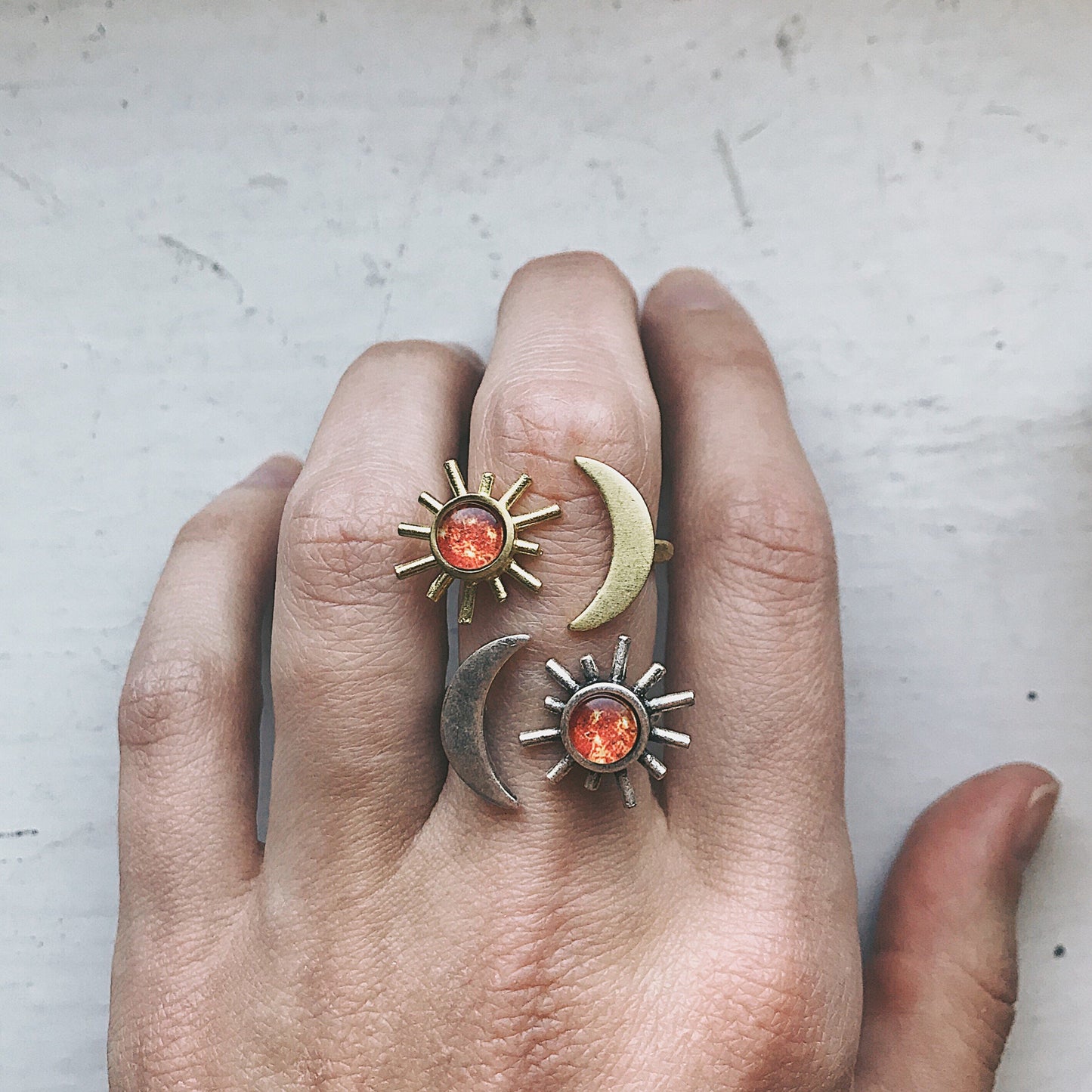 Sun and Moon Sculptural Statement Ring