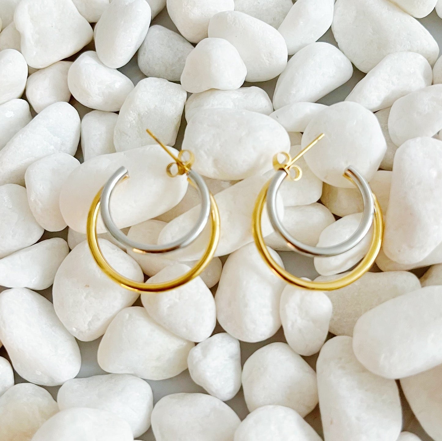 Uptown Two Tone Hoop Earrings