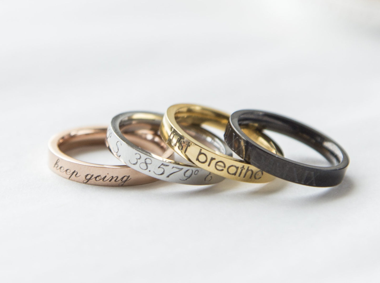 Stacking Ring Engraved Ring, Personalized Gift Women Inspiration Ring