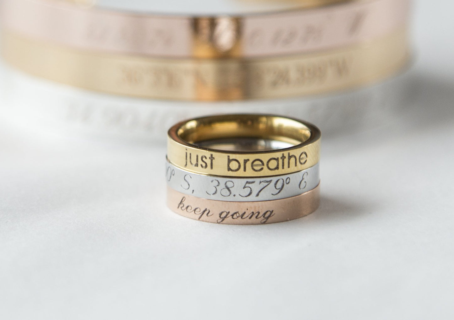 Stacking Ring Engraved Ring, Personalized Gift Women Inspiration Ring