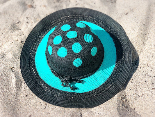 Black Aqua 'Polka Dot' Hat