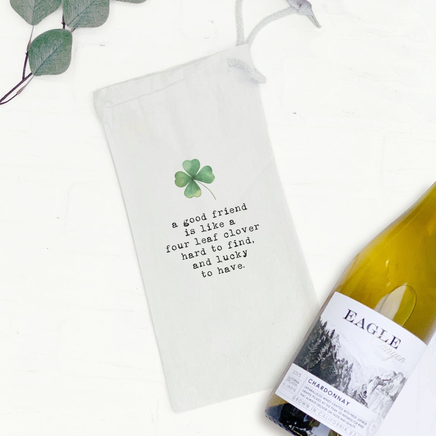 A Good Friend - St. Patrick's Day Canvas Wine Bag