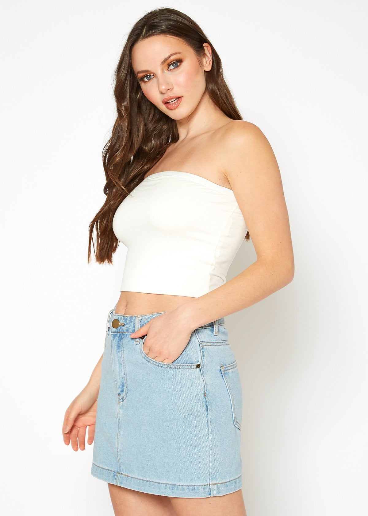 Women's Off Shoulder Cropped Tube Top