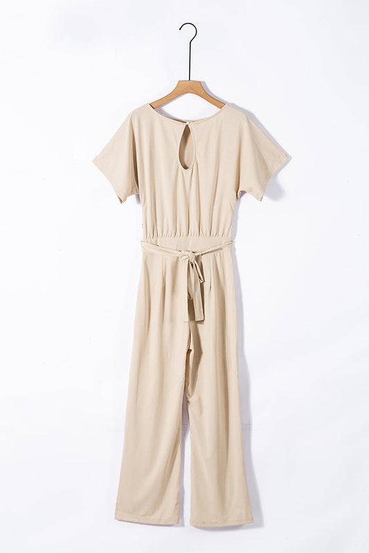 Apricot Oh So Glam Belted Wide Leg Jumpsuit