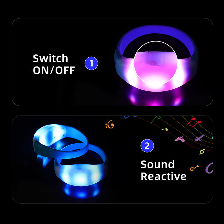 Sound Activated LED Wristband for Party(50 Pack)