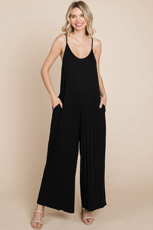 Sleeveless Wide Leg Pocketed Jumpsuit