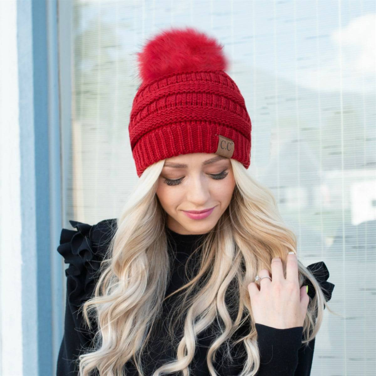 CC Trending Pom School Spirit Colors Beanies Hats