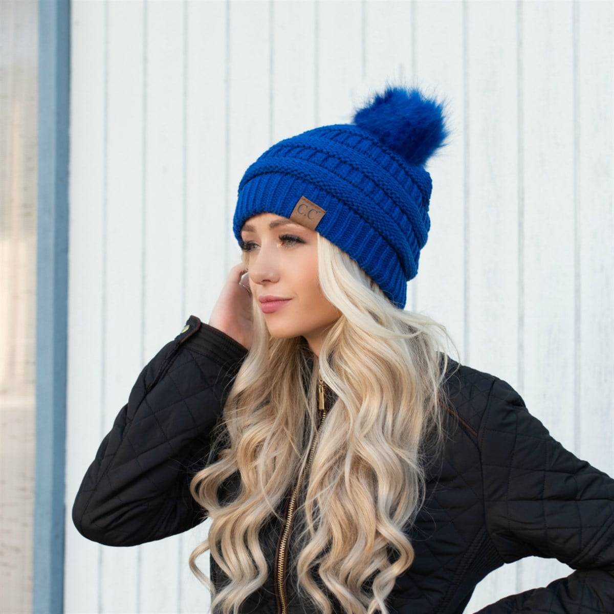 CC Trending Pom School Spirit Colors Beanies Hats