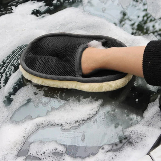 Wool Car Wash Gloves High Density Foaming Car Wash Gloves Cleaning