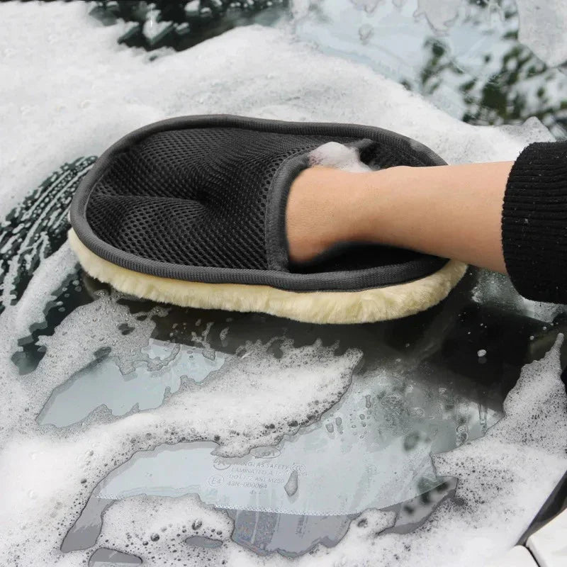 Wool Car Wash Gloves High Density Foaming Car Wash Gloves Cleaning